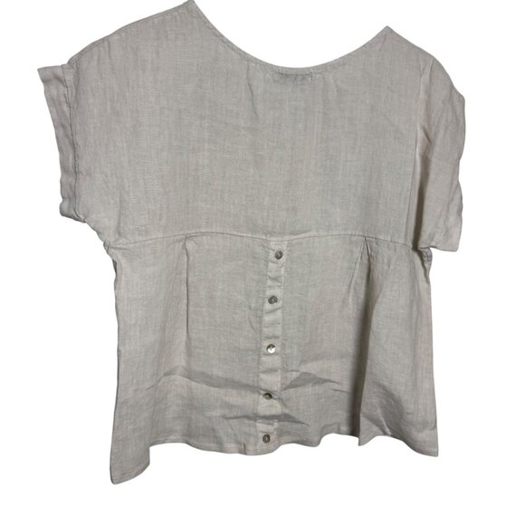 Terzo Millennio Made in Italy Size Small natural Linen Button Back Top Tunic - Picture 2 of 6